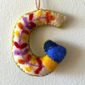 G Monogram Felt Christmas Ornament